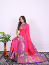 Rani pink color paithani silk saree with zari woven work
