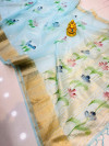 Sky blue color soft organza silk saree with digital printed work