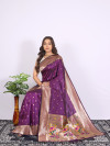 Magenta color paithani silk saree with goldan zari  weaving work