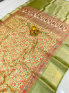 Pista green color pashmina silk saree with digital printed work