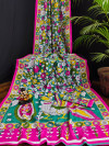 Multi color muslin silk saree with digital printed work