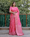 Rani pink color dola silk saree with digital printed work
