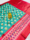 Rama green color soft organza silk saree with printed work