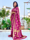 Purple color soft art silk saree with zari weaving work