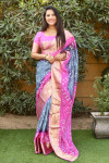 Gray and pink color bandhej silk saree with zari weaving work