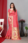 Gajari color paithani silk saree with zari weaving work