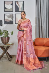 Lavender color tissue silk saree with zari weaving work