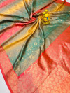Red color soft banarasi silk saree with zari weaving work