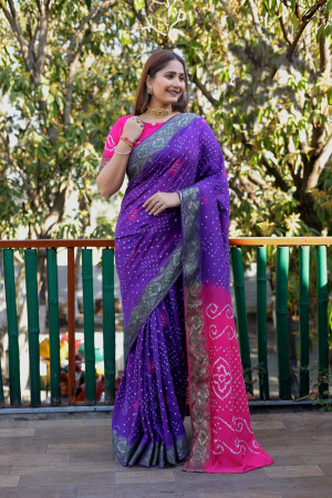 Woven Art Silk Saree in Purple : SSF22687