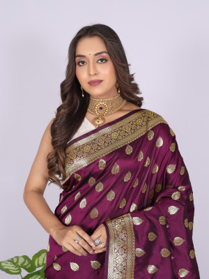 Buy Goral Woven Banarasi Jacquard Magenta Sarees Online @ Best Price In  India | Flipkart.com