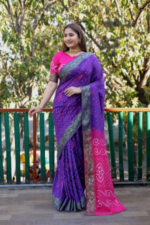 Buy Anand Sarees Color Block Bollywood Georgette Purple, Pink Sarees Online  @ Best Price In India | Flipkart.com