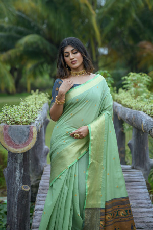 Pista Green Exquisite Designer Party Wear Soft Crepe Silk Saree – Fashionfy