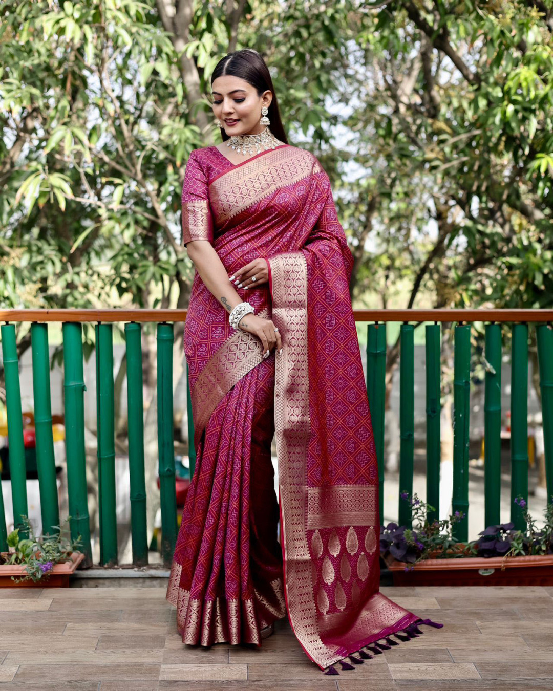 Magenta color soft cotton silk saree with zari weaving work