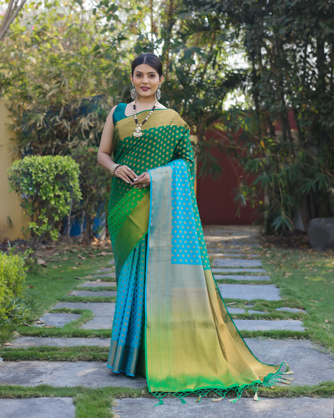 Multi Color Ikat Design Dola Silk Saree