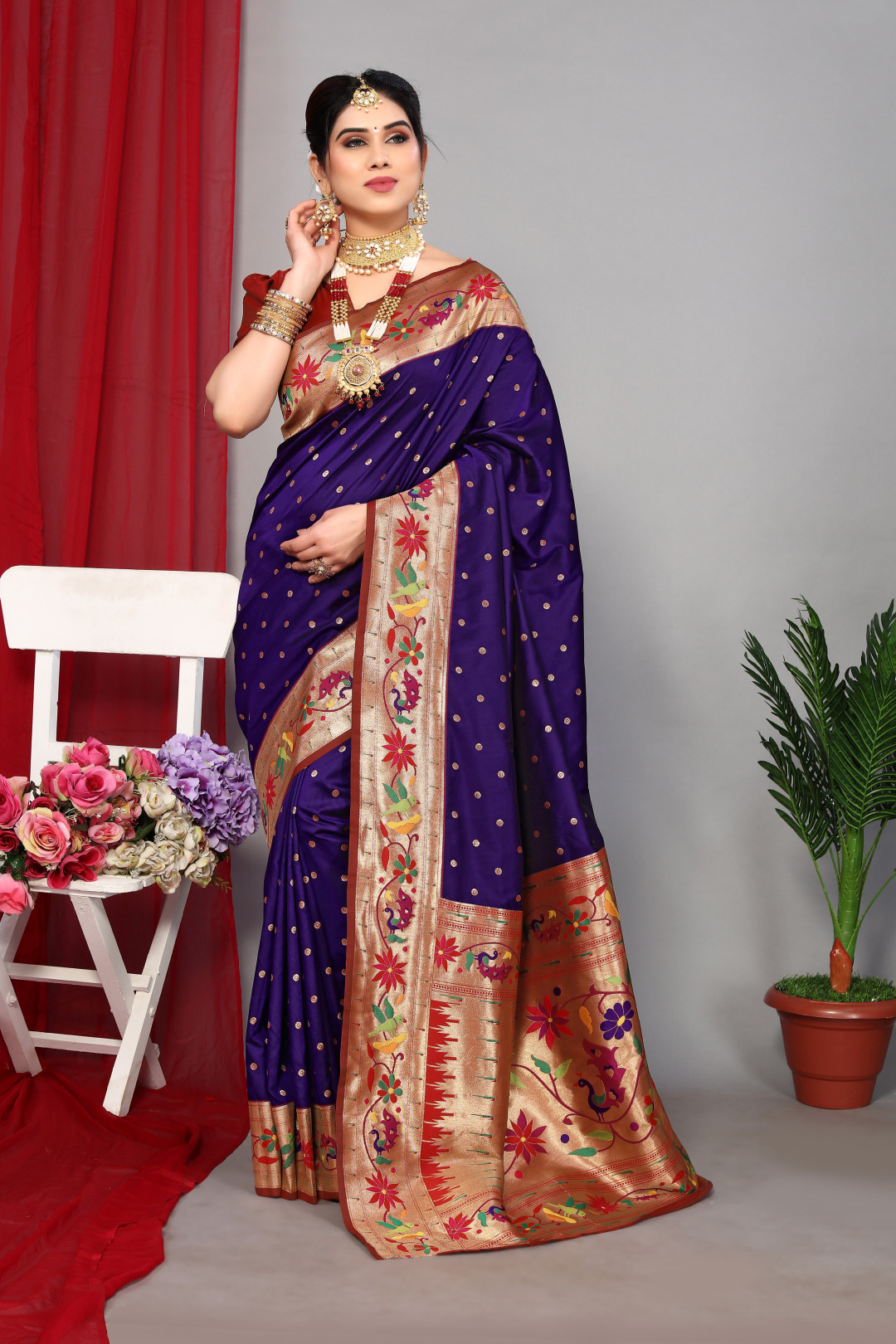 Paithani Purple Saree - Buy Paithani Purple Saree online in India