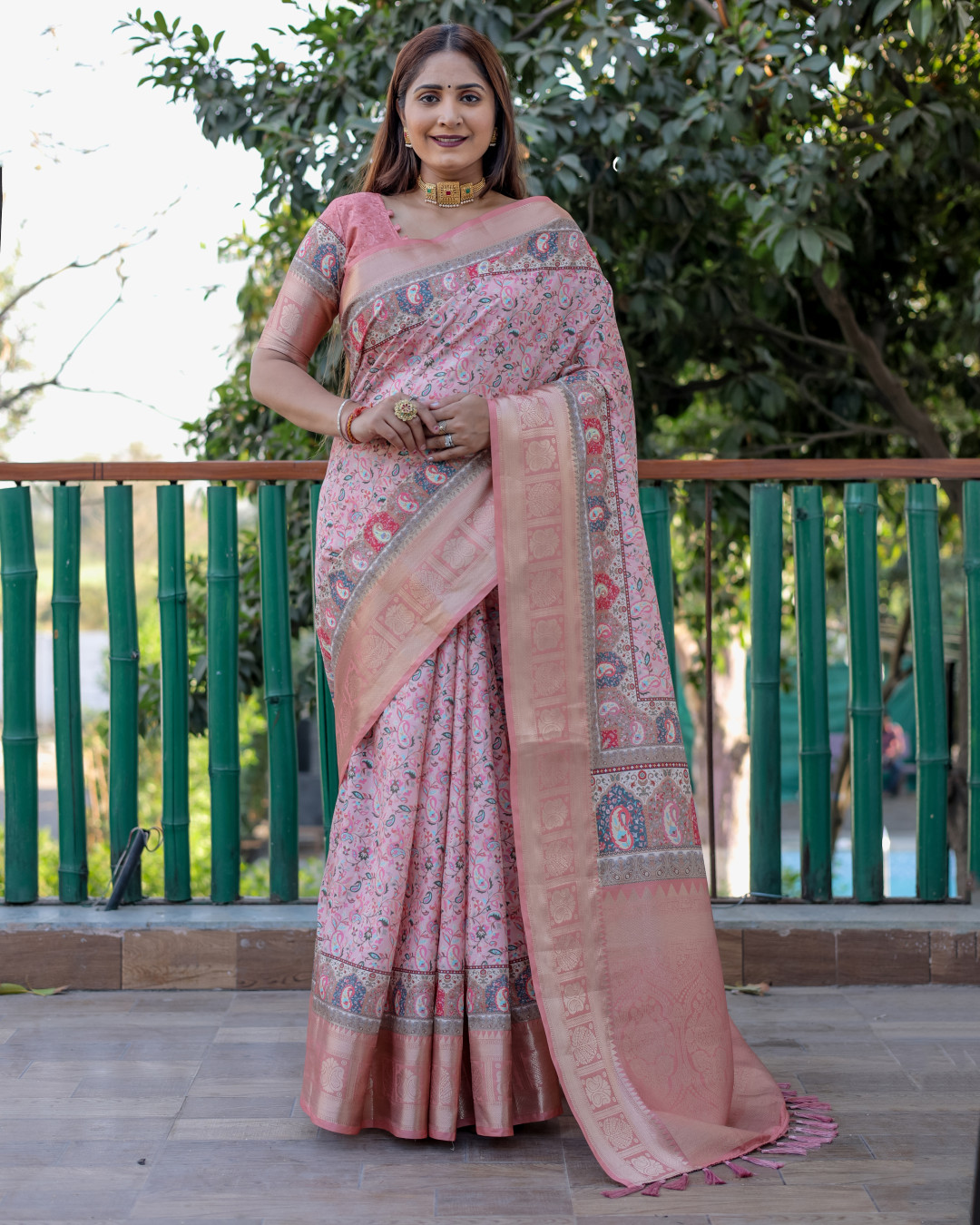 White color dola silk saree with digital printed work