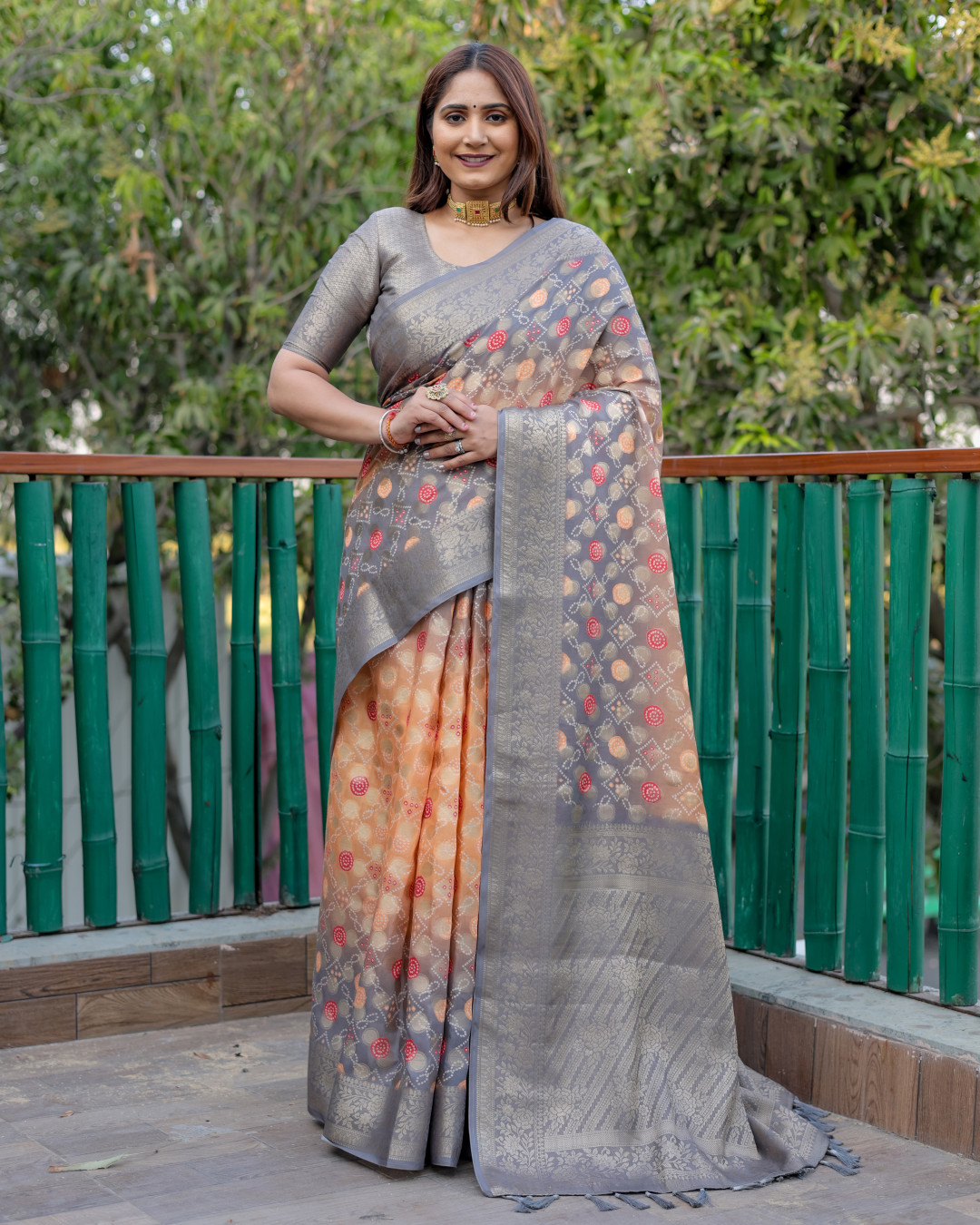 Grey Weaving Rama Color Order Kanchipuram Silk Saree, Grey Saree