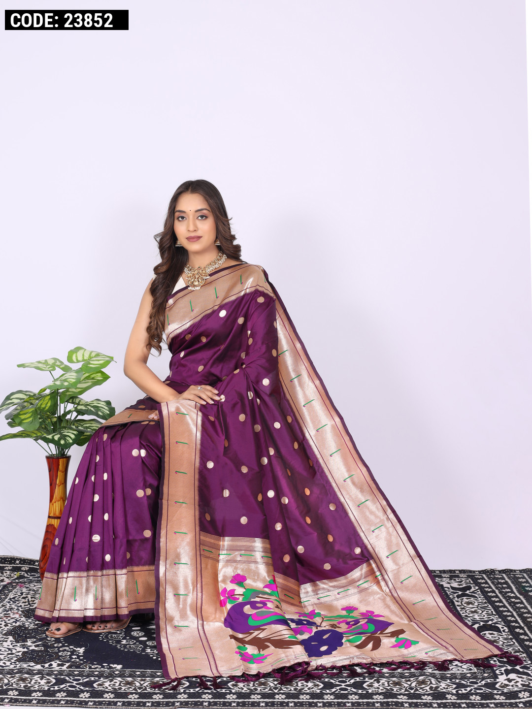 Purple Zari Woven Paithani Silk Saree 5036SR11