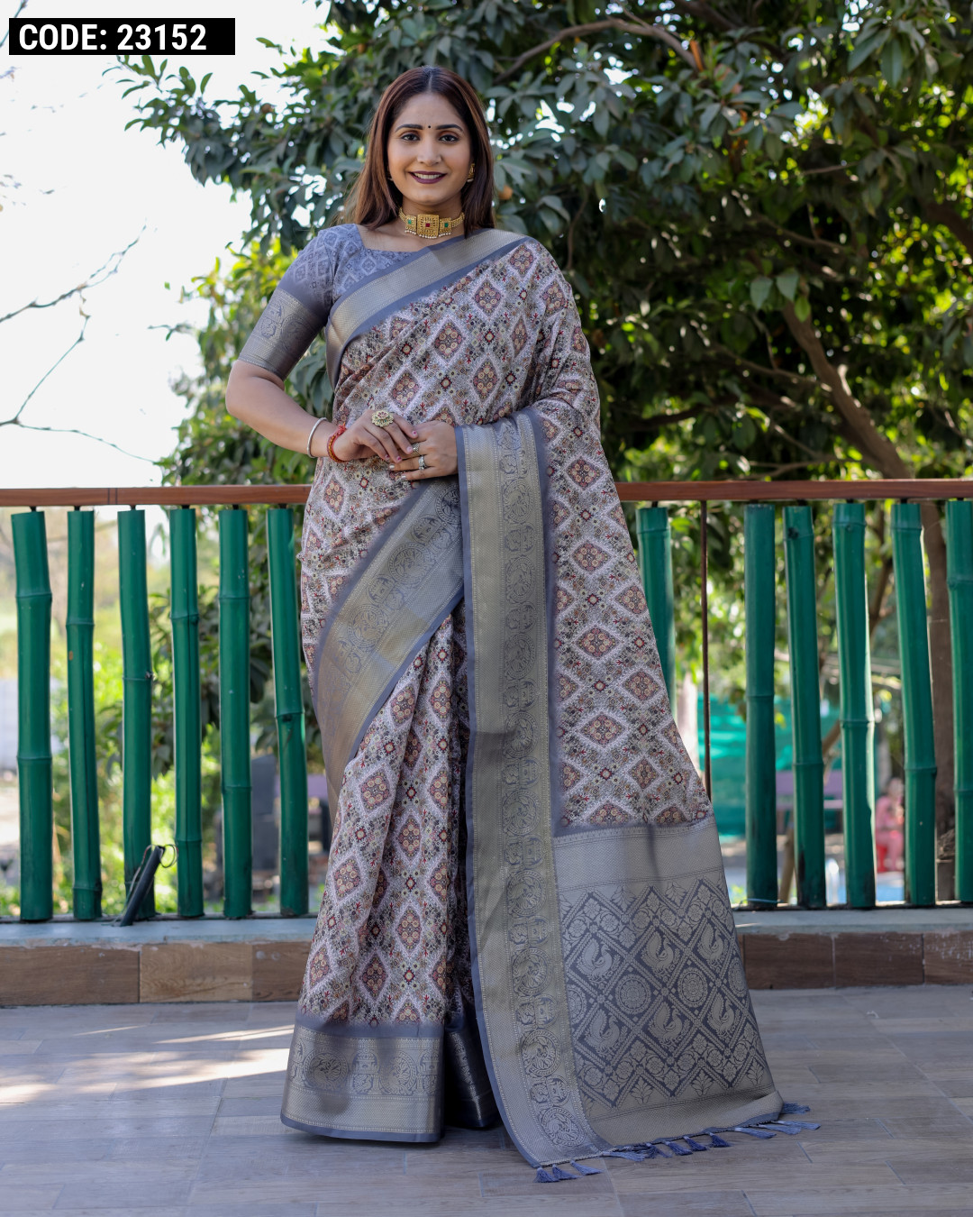 Dark Grey Latest Designer Party Wear Vichitra Silk Saree – Fashionfy