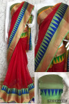 Red color manipuri jecquard work saree with exclusive temple border