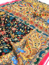 Multi color beautiful linen saree with kalamkari print