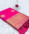 Pink color soft weaving jacquard saree with rich pallu