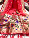 Gajari color  pure paithani silk saree with zari work