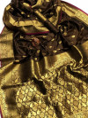 Coffee color soft banarasi lichi silk saree with golden zari weaving work