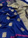 Navy blue color soft weaving jacquard saree with rich pallu
