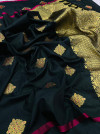 Black color soft weaving jacquard saree with rich pallu