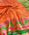 Peach color soft patola silk saree with weaving work