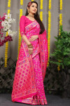 Rani pink color soft kanchipuram silk saree with zari woven work