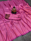 Rani pink color soft fancy silk saree with golden zari weaving work