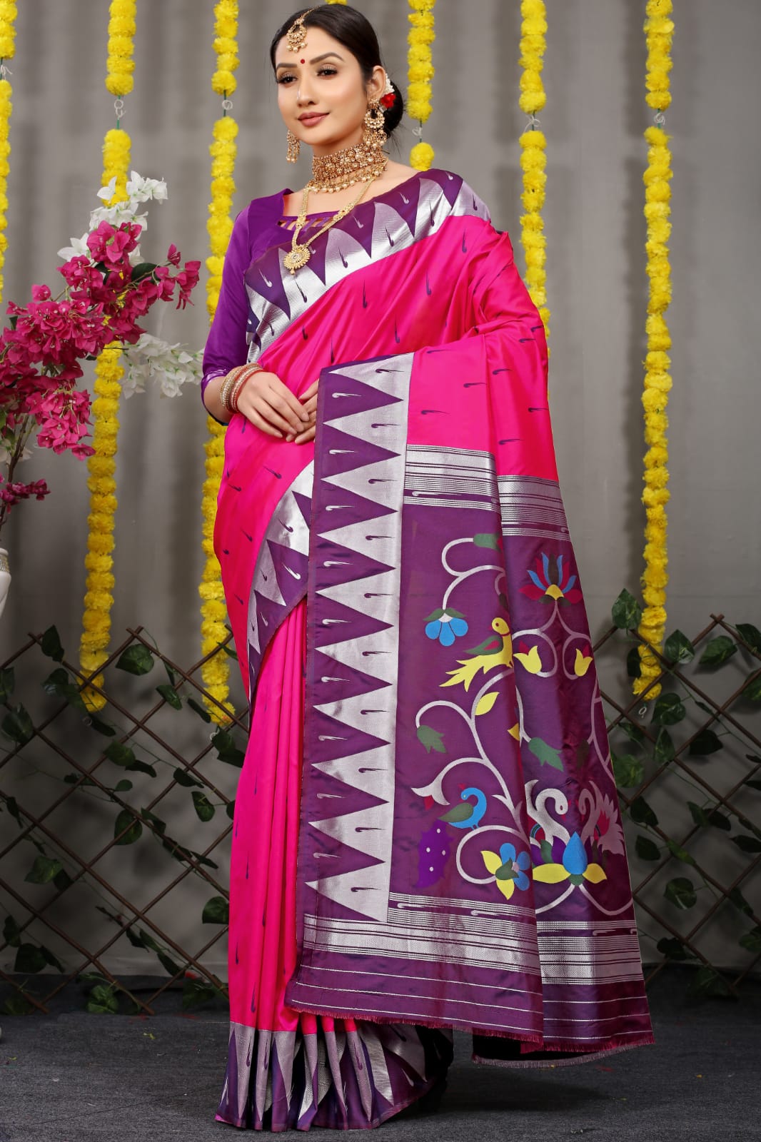 Rani Pink Paithani Silk Saree – Orgenza Store