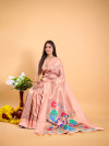 Peach color paithani silk saree with zari weaving work