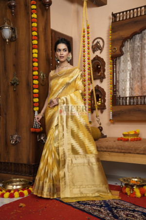 Yellow Color Silk Jacquard And Border Traditional And For Haldi Rasam –  BEST SAREE