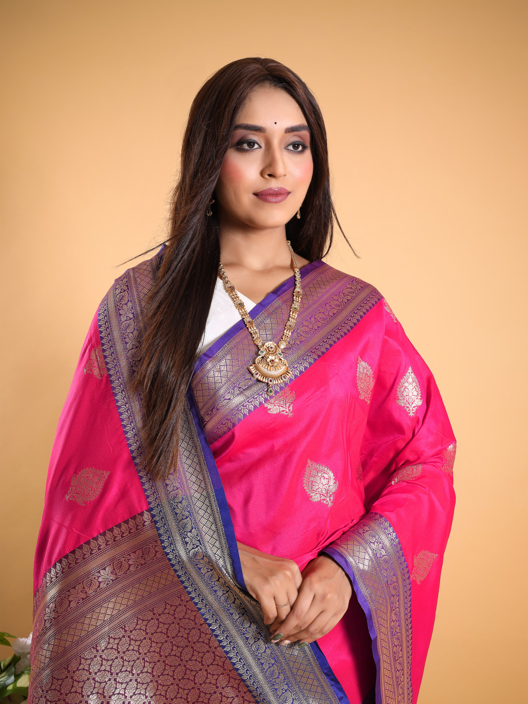 Pink Color Soft Banarasi Silk Saree With Zari Weaving Work