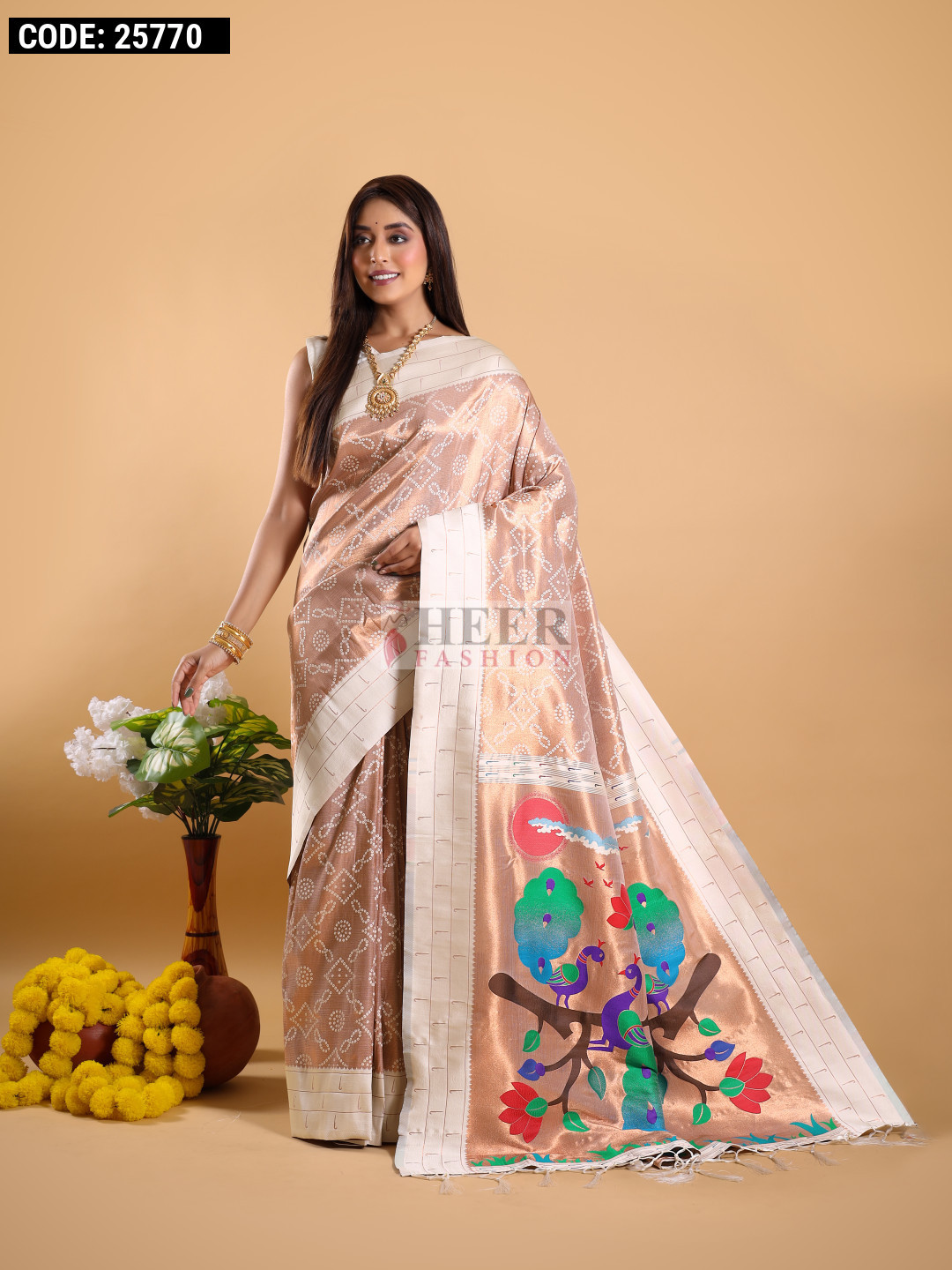 White Paithani Saree