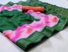 Green color handloom linen saree with digital printed work