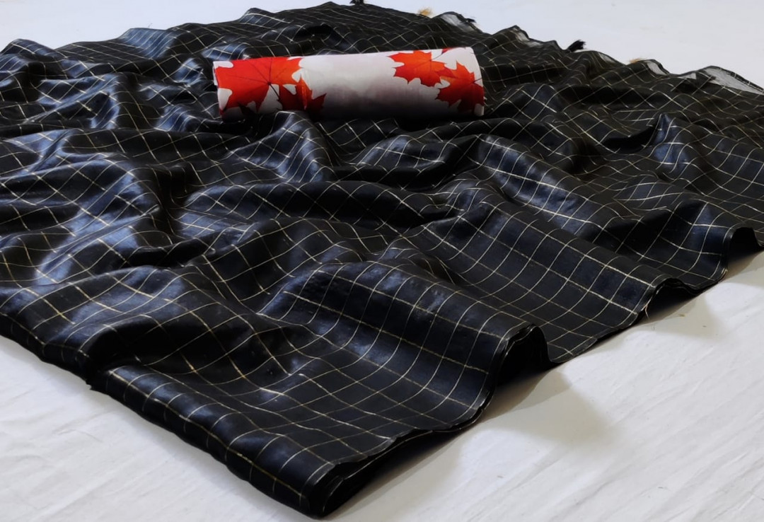 Black color cotton silk saree with banglori satin digital print blouse