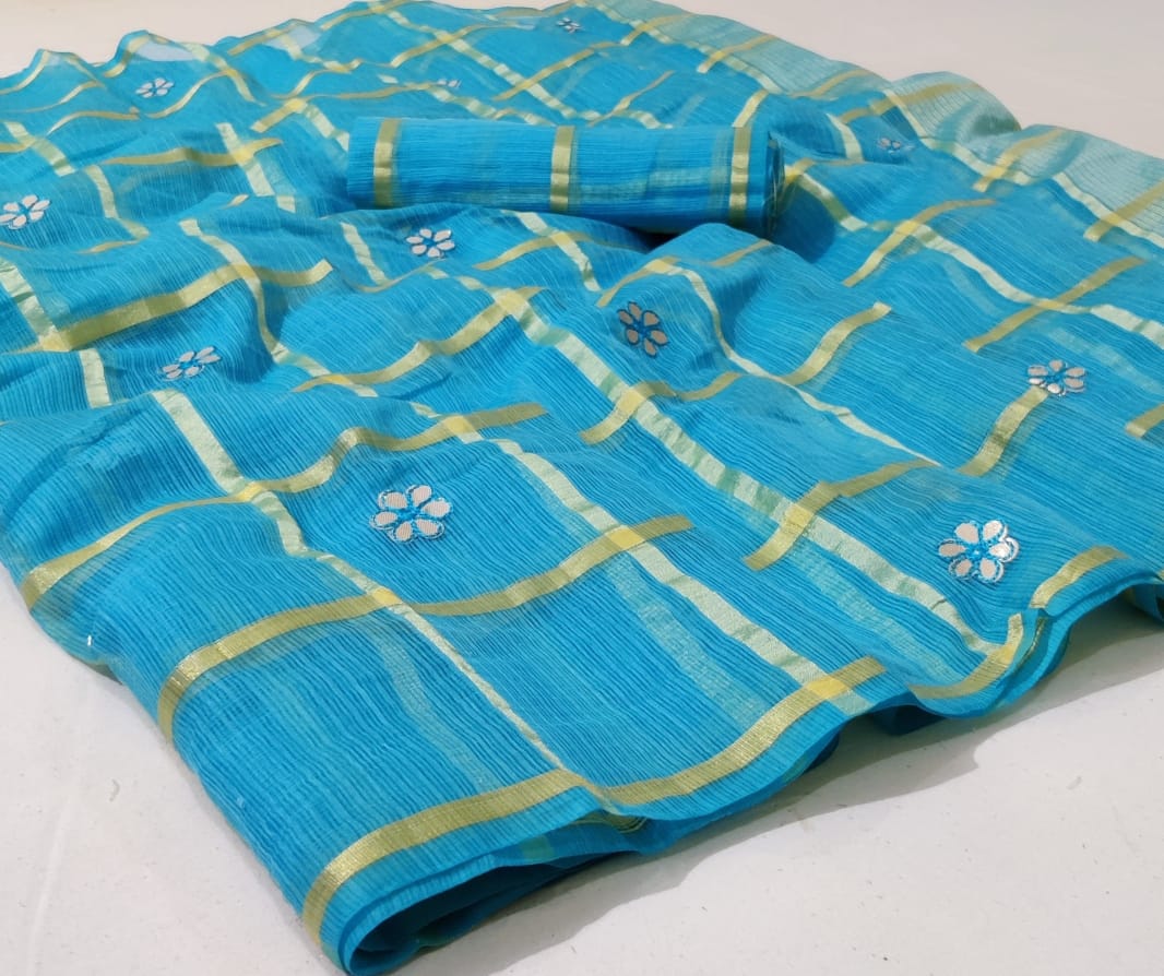 Firoji color gharchola doriya saree with gotha patti butti