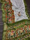 Mehndi green color pashmina silk saree with patola design