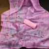 Pink color floral print organza silk saree