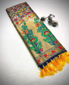 Royal blue color patola silk saree with weaving work