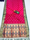 Rani pink color soft paithani silk saree with gold zari weaving work