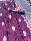 Magenta color soft banarasi silk saree with silver zari work