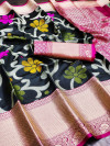 Black color handloom silk saree