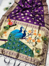 Purple color soft banarasi silk saree with zari woven work