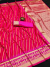 Rani pink color soft banarasi silk saree with zari work