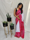 Rani pink color soft silk with hend bandhej saree